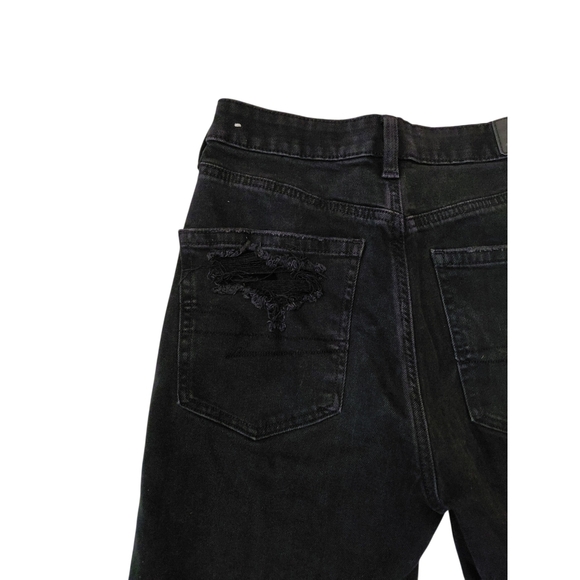 American Eagle Outfitters Women's High Rise Distressed Black Mom Jeans - Picture 6 of 9